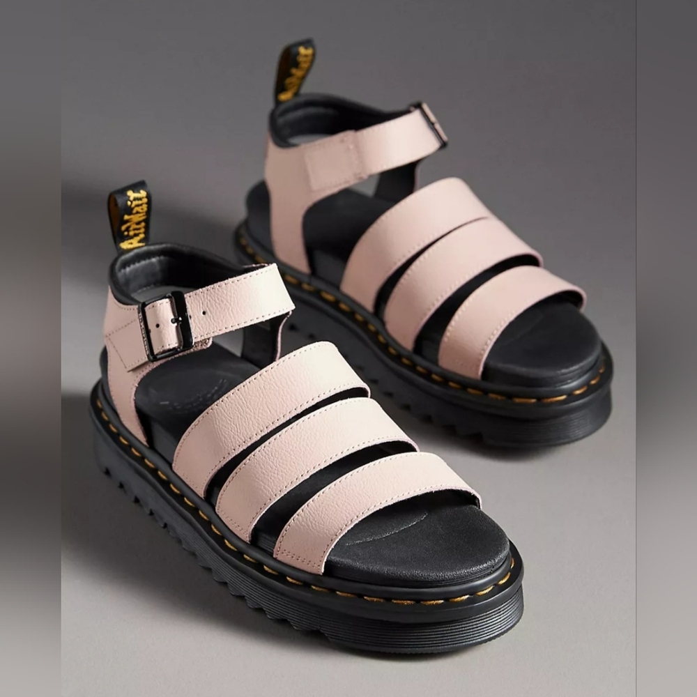 New Dr. Martens Air Wair Blaire Powder Pink Athena Leather Women sandals Size 9